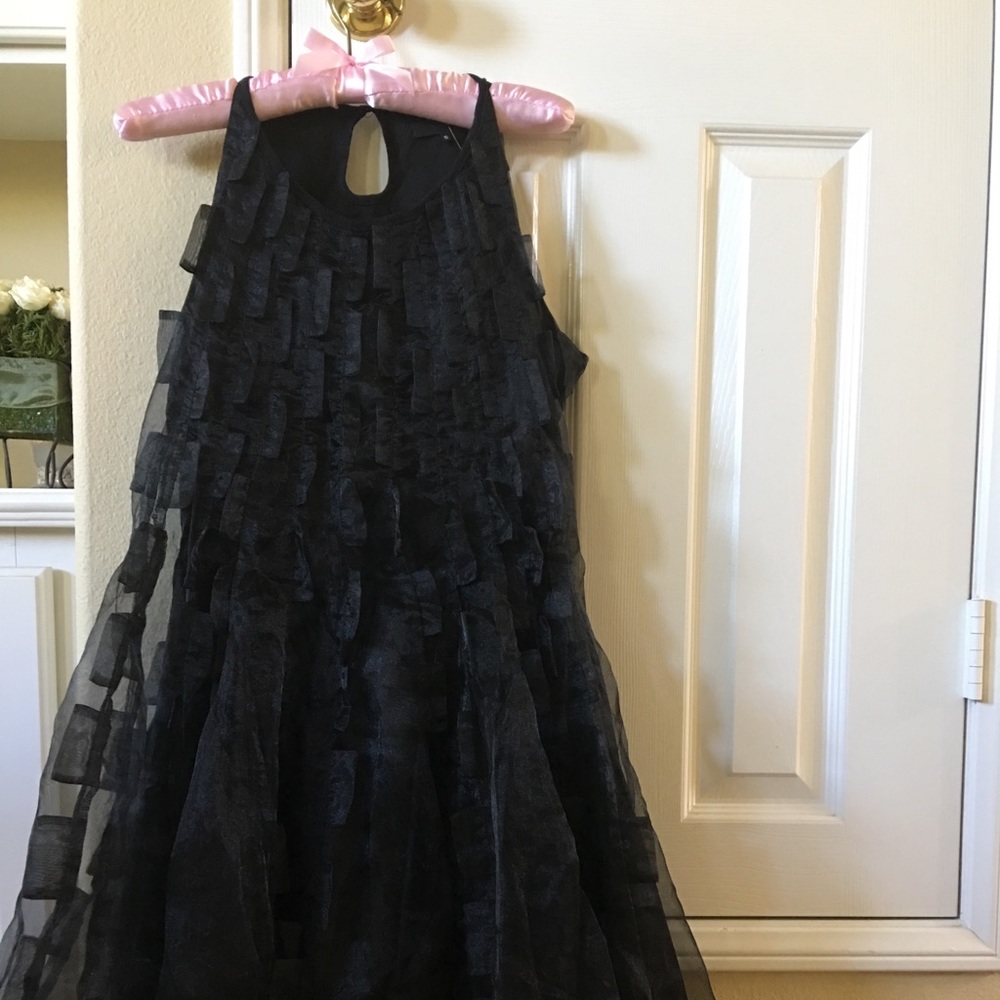 Halter Black organza chiffon mini evening dress origami